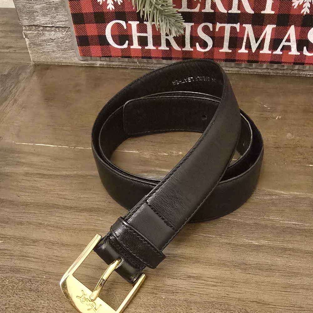 Yves Saint Laurent Black Belt with Gold Buckle